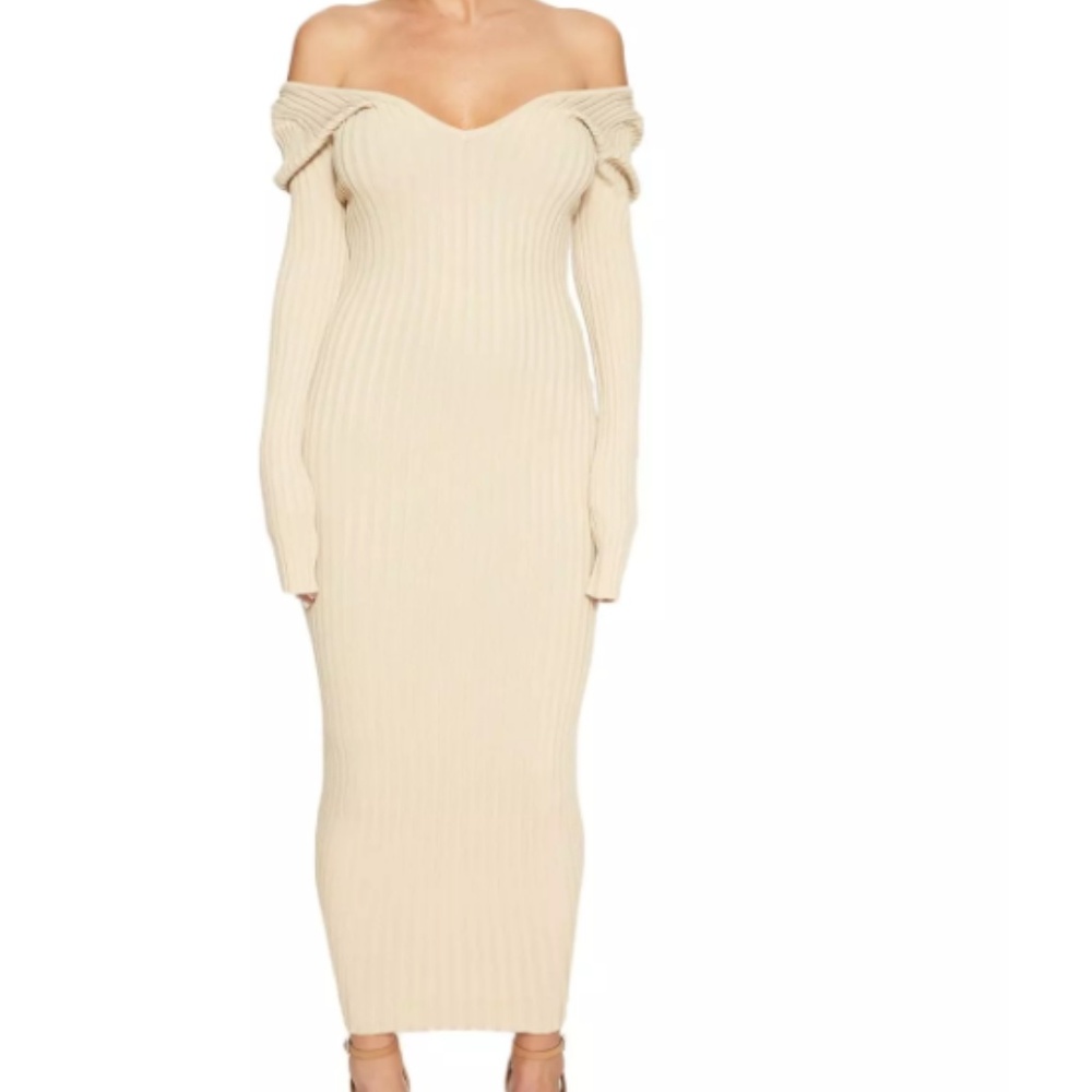 FLASH SALE ‼️ Off The Shoulder Ribbed Midi Dress